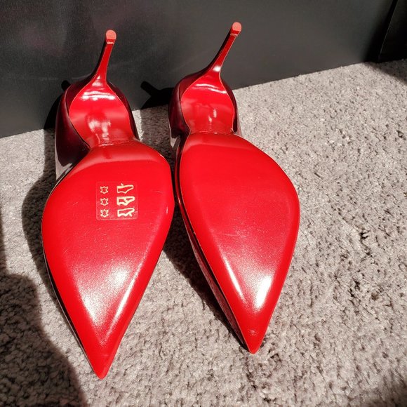 CHRISTIAN LOUBOUTIN Hot Chick 100 metallic patent red pumps 39 - Picture 11 of 16